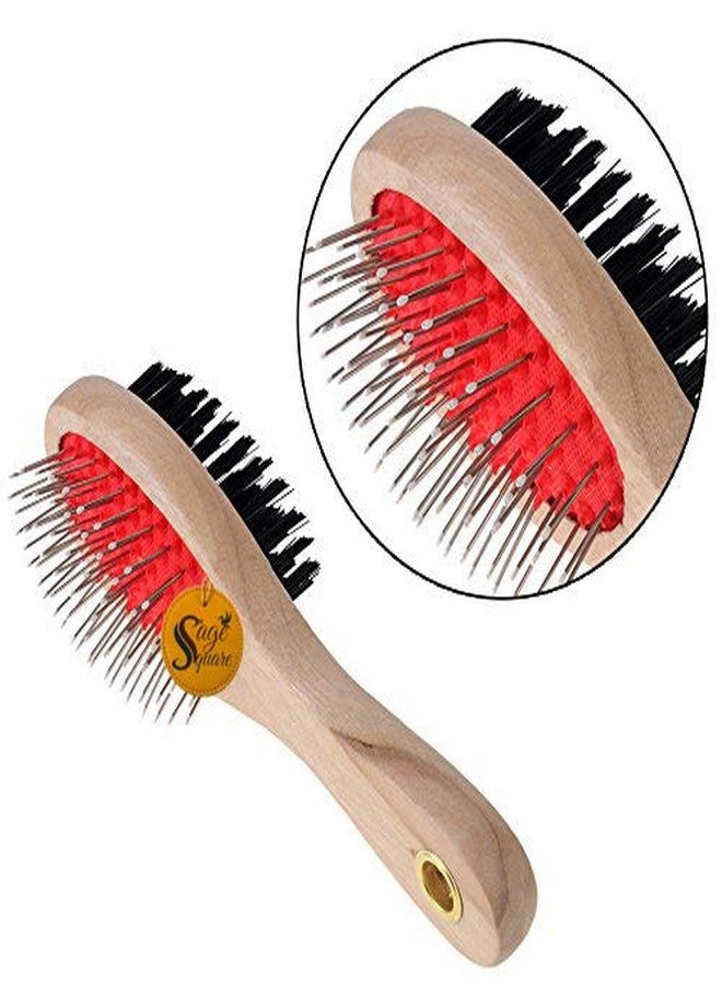 Sage Square Natural Wood Double Side 2 in 1 Dog Brush / Pet Comb for Grooming & Safety for Pets from Mites/Lice/Ticks for Dog / Puppy / Kitten / Cat - Image 5